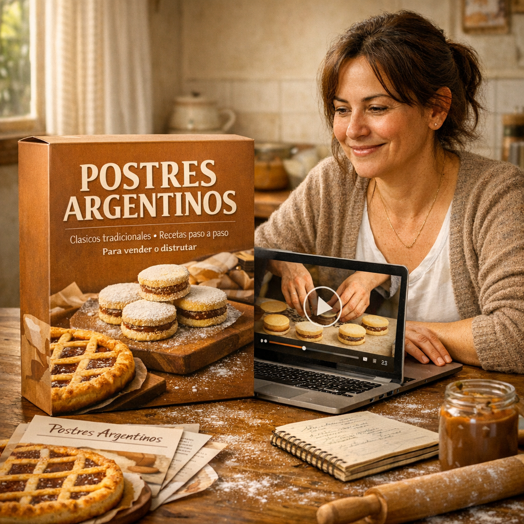 POSTRES ARGENTINOS (CURSO EN VIDEO + 100 RECETAS + 5 BONUS DE REGALO)